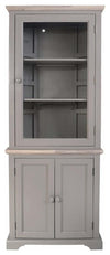 Corner Display Cabinet, Solid Wood With Glass Door and Inner Storage Shelves DL Contemporary