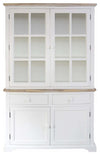 Display Cabinet, Solid Wood With Inner Shelves and 2 Spacious Drawers, White DL Contemporary