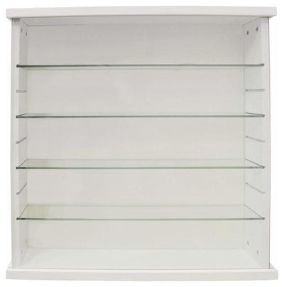 Display Cabinet, White Painted Solid Wood With Glass Sliding Doors, 4-Shelf DL Contemporary