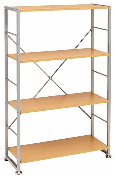 Display Storage Unit, MDF With Metal Frame and 3 Open Shelves, Beech DL Modern