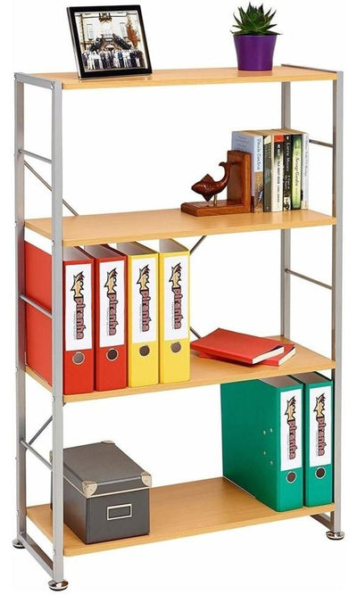 Display Storage Unit, MDF With Metal Frame and 3 Open Shelves, Beech DL Modern