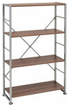 Display Storage Unit, MDF With Metal Frame and 3 Open Shelves, Dark Walnut DL Modern