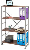 Display Storage Unit, MDF With Metal Frame and 3 Open Shelves, Dark Walnut DL Modern