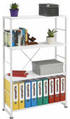 Display Storage Unit, MDF With Metal Frame and 3 Open Shelves, White Woodgrain DL Modern