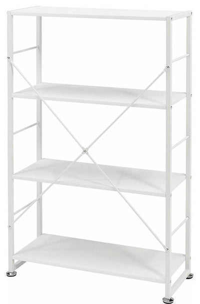 Display Storage Unit, MDF With Metal Frame and 3 Open Shelves, White Woodgrain DL Modern