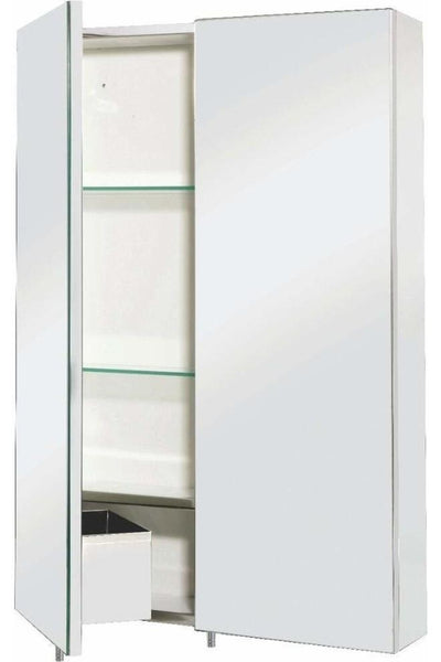 Double Door Storage Cabinet, Stainless Steel With Tempered Glass Shelves DL Modern