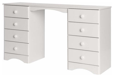 Dressing Table in White Painted MDF, Double Pedestal Design 8 Storage Drawers DL Modern