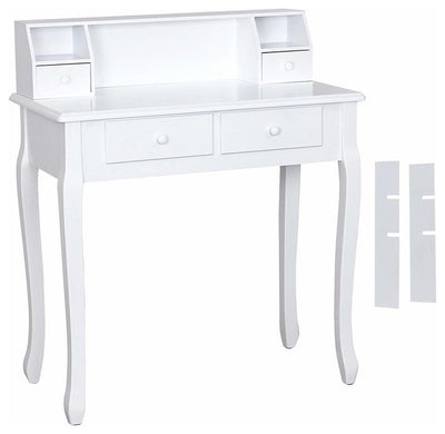 Dressing Table, White Finished MDF With 2-Large and 2-Small Storage Drawers DL Modern