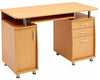 Elegant Modern Desk, Laminated Melamine Board, Sliding Keyboard Tray, Beech DL Modern