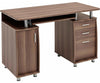 Elegant Modern Desk, Laminated Melamine Board, Sliding Keyboard Tray Dark Walnut DL Modern