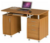 Elegant Modern Desk, Laminated Melamine Board, Sliding Keyboard Tray, Oak DL Modern