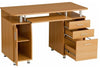 Elegant Modern Desk, Laminated Melamine Board, Sliding Keyboard Tray, Oak DL Modern