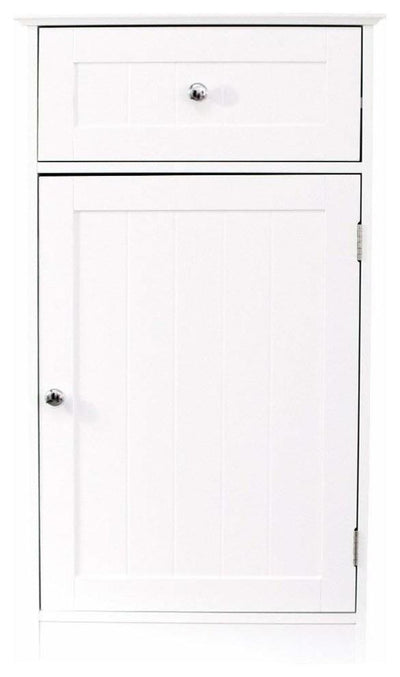 Floorstanding Storage Cabinet, White Painted MDF With Door and Drawers DL Modern