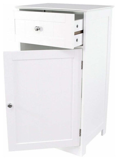 Floorstanding Storage Cabinet, White Painted MDF With Door and Drawers DL Modern