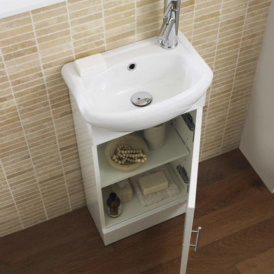 Floorstanding Vanity Unit Cabinet With Inner Shelf and White Ceramic Basin DL Modern