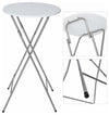 Foldable Bar Bistro Table With White Top and Chrome Finished Legs, Round Design DL Modern