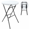 Foldable Bistro Table With White Plastic Top and Metal Base, Simple Round Design DL Modern