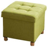 Foldable Storage Ottoman, Fiberboard Frame and Soft Fabric Upholstery, Green DL Modern