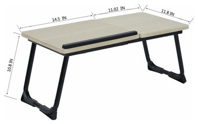 Folding Bed Desk Table, MDF With Steel Legs, Wood and Black DL Contemporary