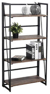 Folding Bookcase With Steel Frame and 4 MDF Open Shelves, Industrial Design DL Industrial