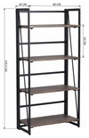 Folding Bookcase With Steel Frame and 4 MDF Open Shelves, Industrial Design DL Industrial