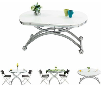 Folding Dining Table With Metal Frame and Tempered Glass Top DL Modern