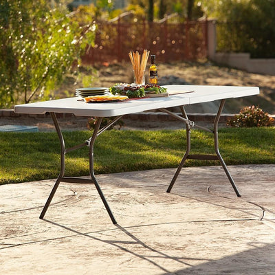 Folding Table, Steel Frame and Plastic Table Top, Simple Rectangular Design DL Contemporary