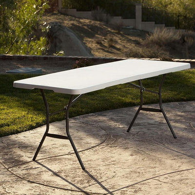 Folding Table, Steel Frame and Plastic Table Top, Simple Rectangular Design DL Contemporary
