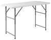 Folding Table With Steel Frame and White Plastic Tabletop, 3 Adjustable Height DL Contemporary