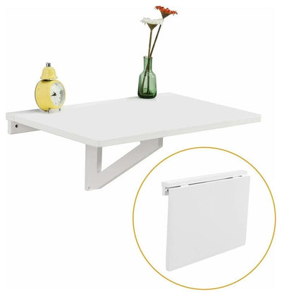 Folding Wall-Mounted Table, White Finish MDF Drop-leaf Design for Space Saving DL Modern