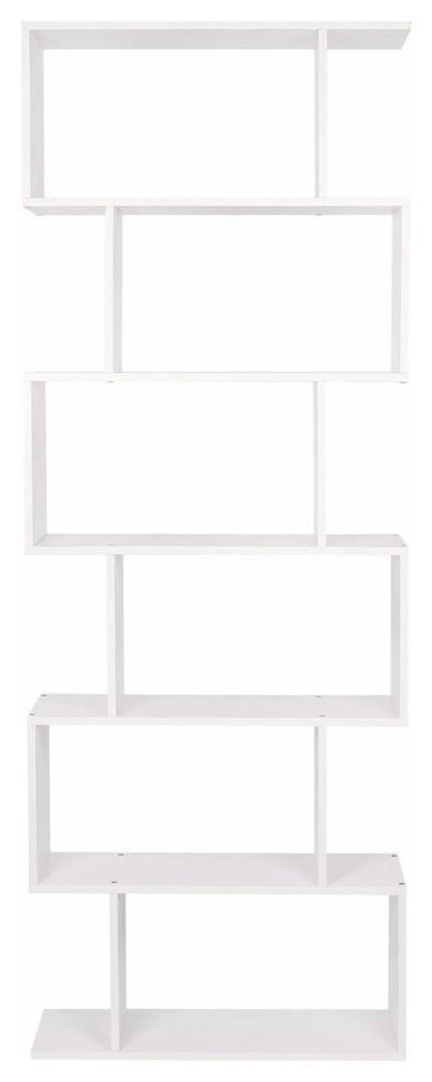 Free Standing Shelving Storage, White Finished Particle Board, S Shaped Design DL Modern
