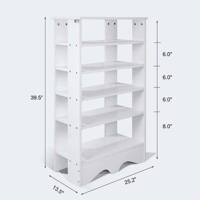 Free Standing Shoe Storage Rack, White Finished MDF With 5 Open Shelves DL Contemporary