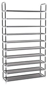 Free Standing Shoes Rack, Stainless Steel With Shelves, Black DL Contemporary