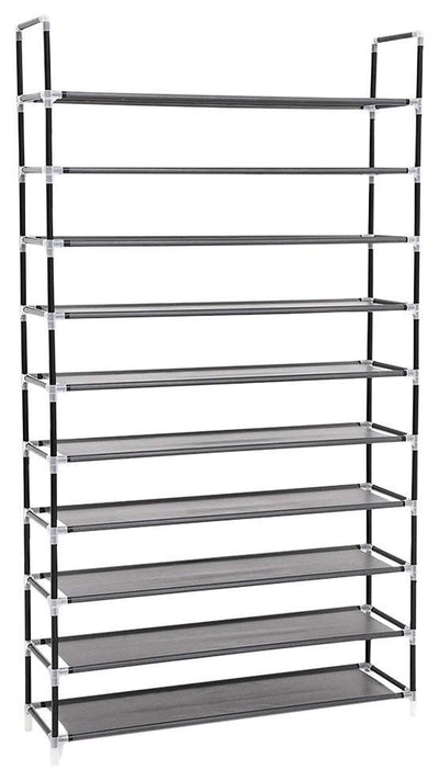 Free Standing Shoes Rack, Stainless Steel With Shelves, Black DL Contemporary