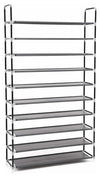 Free Standing Shoes Rack, Stainless Steel With Shelves, Black DL Contemporary