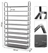 Free Standing Shoes Rack, Stainless Steel With Shelves, Black DL Contemporary