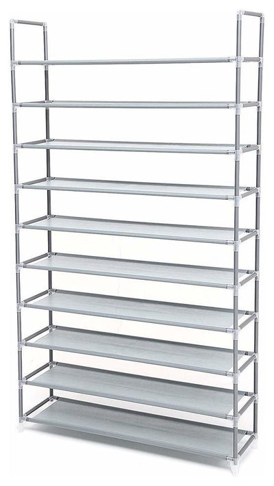 Free Standing Shoes Rack, Stainless Steel With Shelves, Grey DL Contemporary