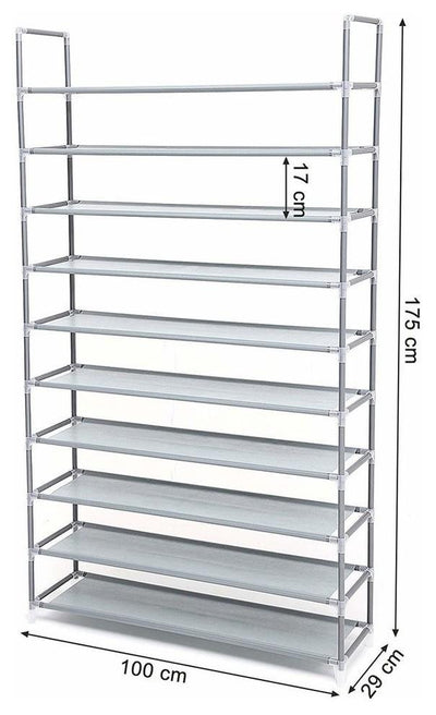 Free Standing Shoes Rack, Stainless Steel With Shelves, Grey DL Contemporary
