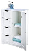 Freestanding Storage Cabinet, MDF With White Finish, 1-Door and 4-Drawer DL Contemporary