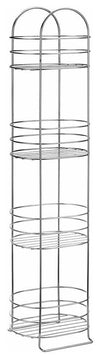 Freestanding Storage Rack Stand in Chrome Finished Steel with 4 Open Shelves DL Contemporary