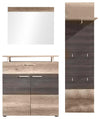 Furniture Wardrobe Set, Dark Oak Brown Finished Wood With Shoe Rack, Mirror DL Contemporary