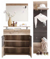 Furniture Wardrobe Set, Dark Oak Brown Finished Wood With Shoe Rack, Mirror DL Contemporary