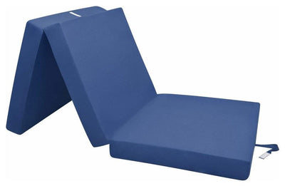 Futon Mattress in Polyester, Simple Modern Design, Foldable, Dark Blue DL Modern