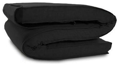 Futon Mattress Upholstered, Fabric With Linen Cover, Black, Double DL Contemporary