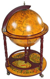 Globe Bar Cabinet with Solid Wood Frame and 3 Caster Wheels, Old Map Design DL Traditional