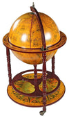 Globe Bar Cabinet with Solid Wood Frame and 3 Caster Wheels, Old Map Design DL Traditional