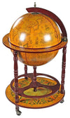 Globe Bar Cabinet with Solid Wood Frame and 3 Caster Wheels, Old Map Design DL Traditional