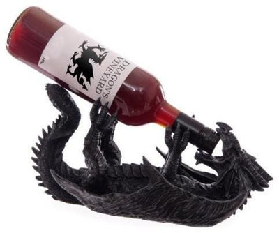 Gothic Dragon Wine Bottle Stand, Grey Finished Resin, Modern Design DL Modern