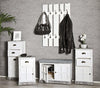 Hallway Cabinet in Solid Wood with 1 Drawer and 1 Door, White Washed Finish DL Contemporary