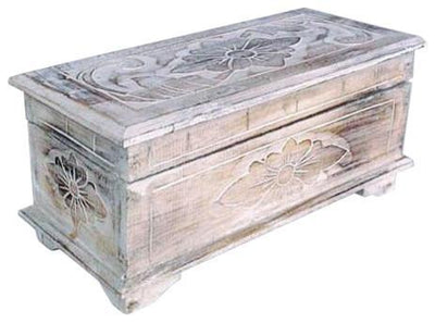 Hand Carved Small Trunk, Java from Sustainable Wood With Floral Design DL Craftsman